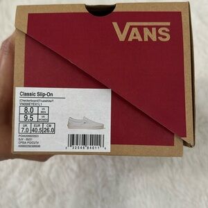 vans all white checkered classic slip on